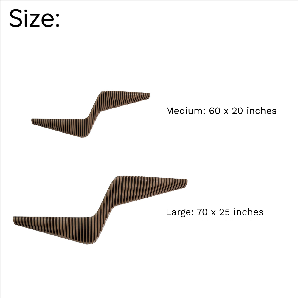 Two parametric art with size labels on a white background